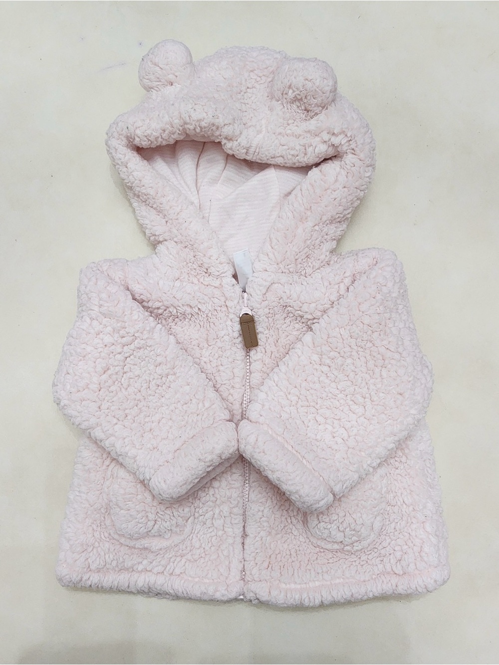 Carter's Plush Teddy Hooded Puffer Jacket - Pale Pink